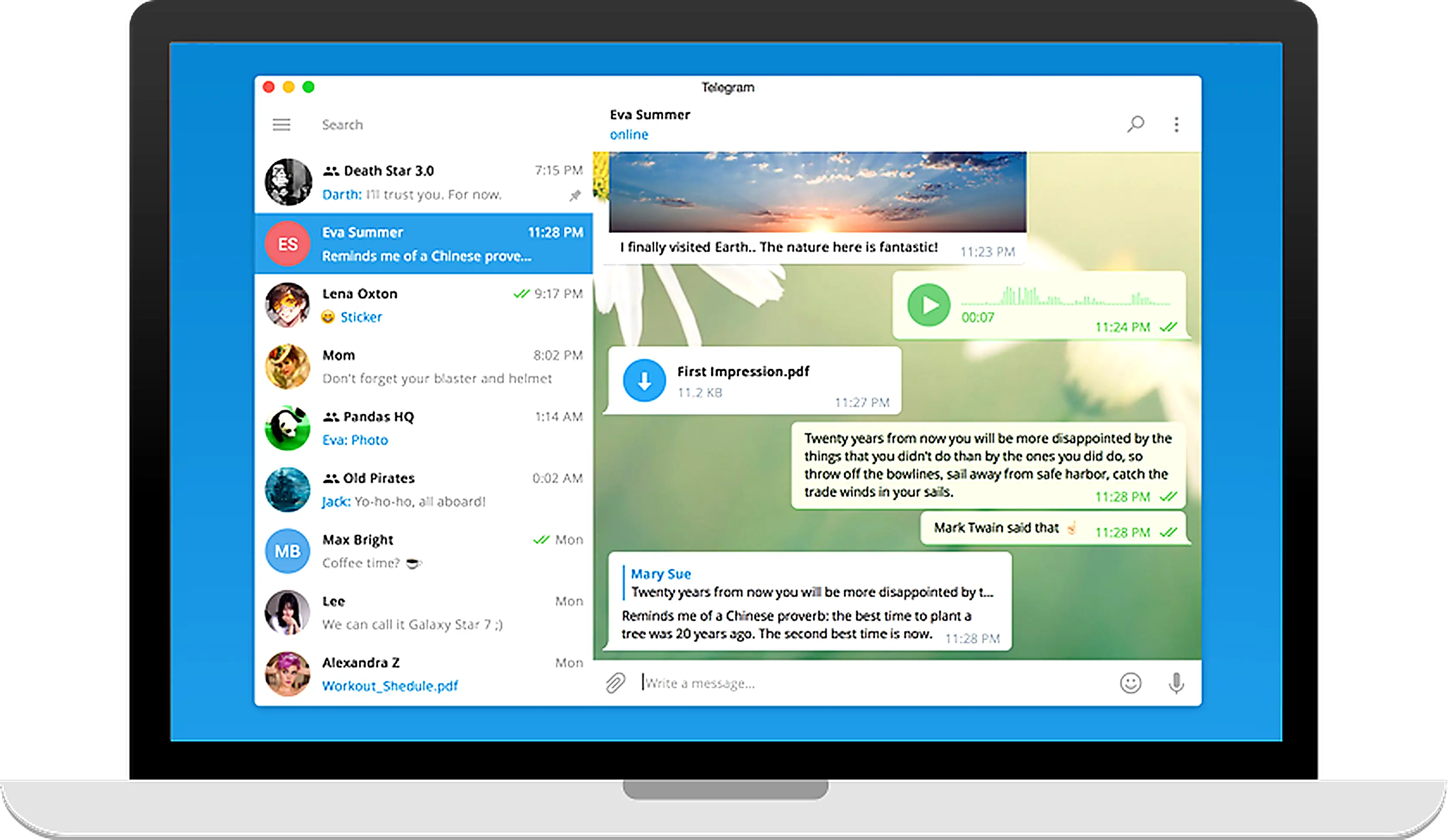 Telegram 桌面端界面预览