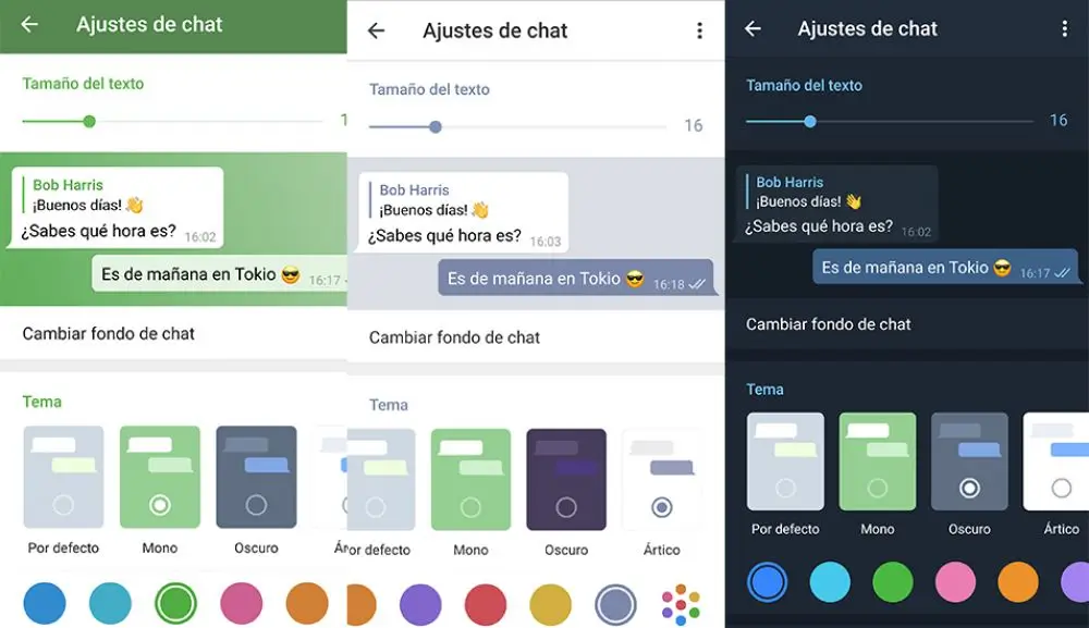 Telegram 安卓版主题与外观选择界面