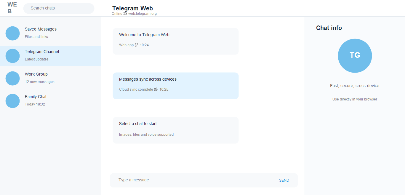 Telegram网页版界面