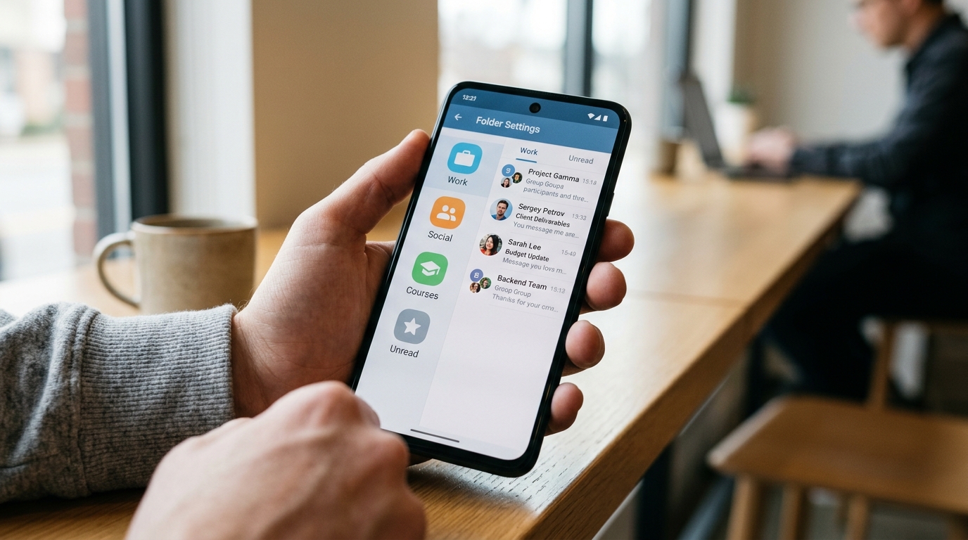Telegram 文件夹功能优化对话列表管理界面
