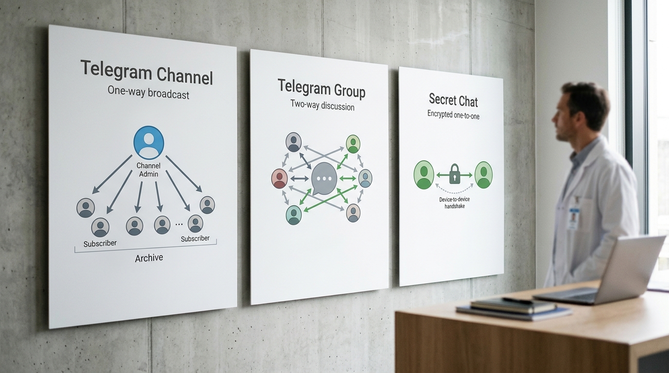 Telegram频道群组私密聊天区别对比图