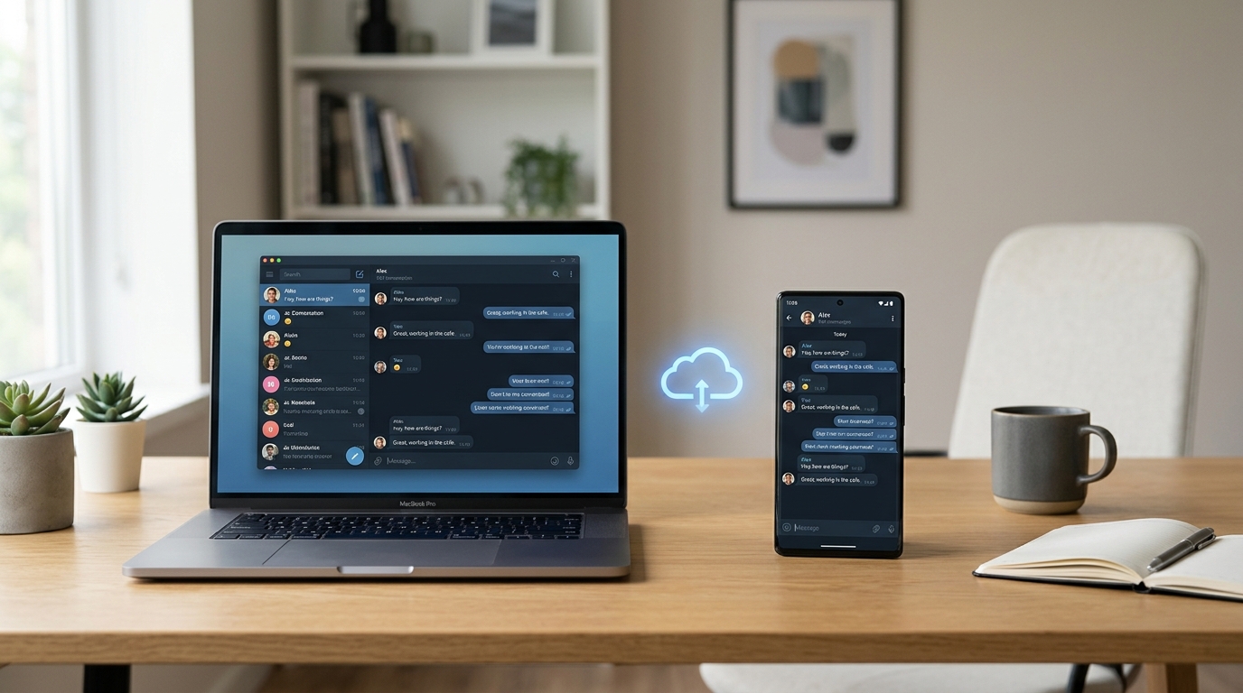 Telegram 跨平台云同步即时通讯应用界面