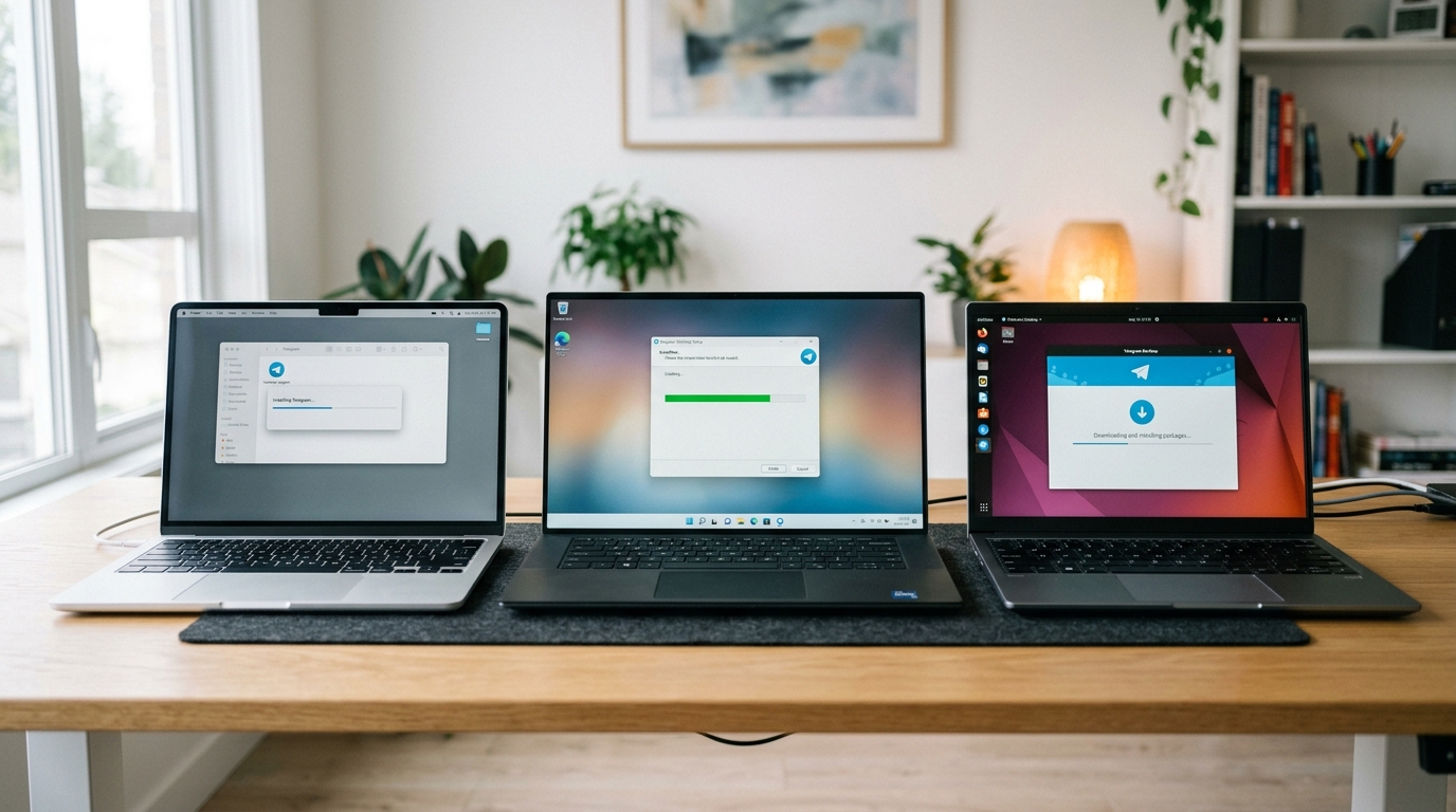 telegram电脑版在Windows、macOS、Linux三系统的下载安装界面