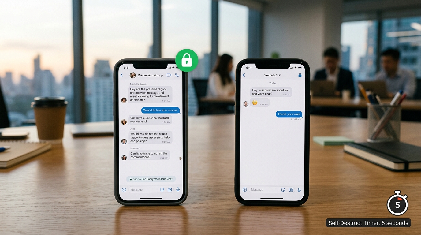 Telegram 端到端加密秘密聊天与云聊对比