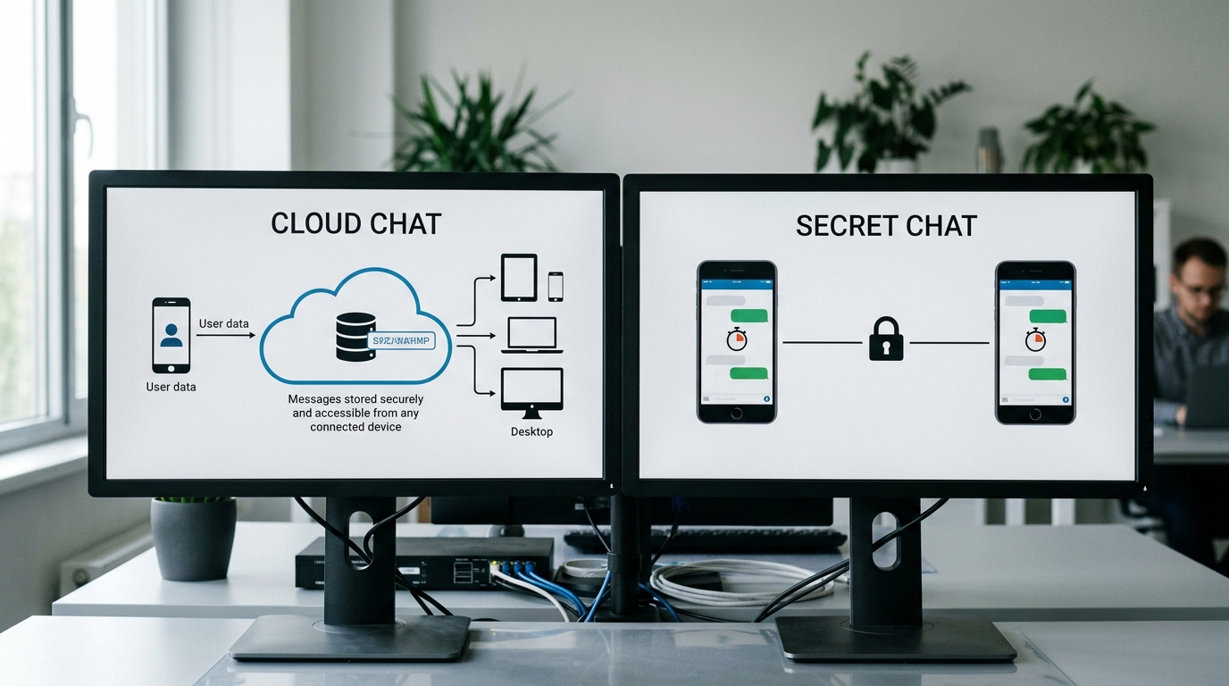 Telegram 加密机制对比:云聊天服务器端加密与秘密聊天端到端加密