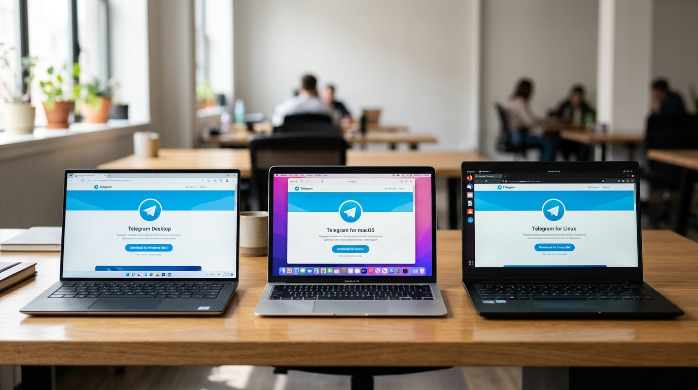 telegram电脑版在Windows、macOS、Linux三平台的安装与更新界面
