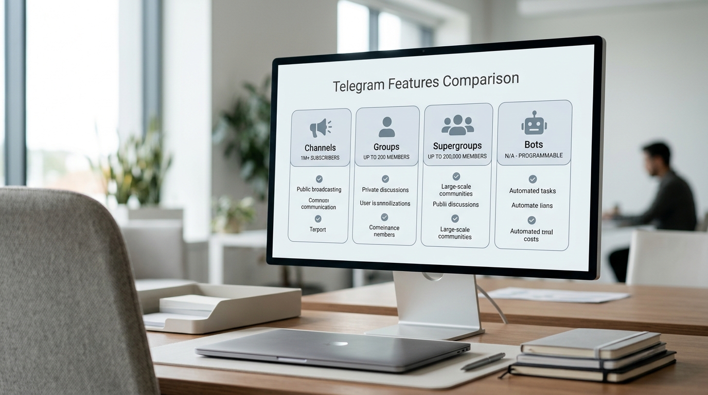 Telegram 频道群组超级群和 Bot 功能对比