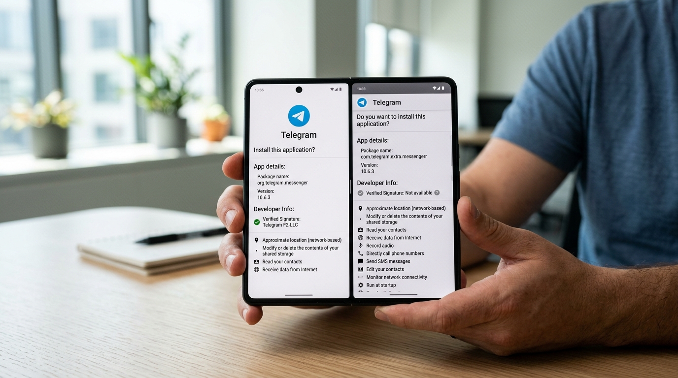 辨别 telegram下载 正版与山寨 APK 的包名与签名对比