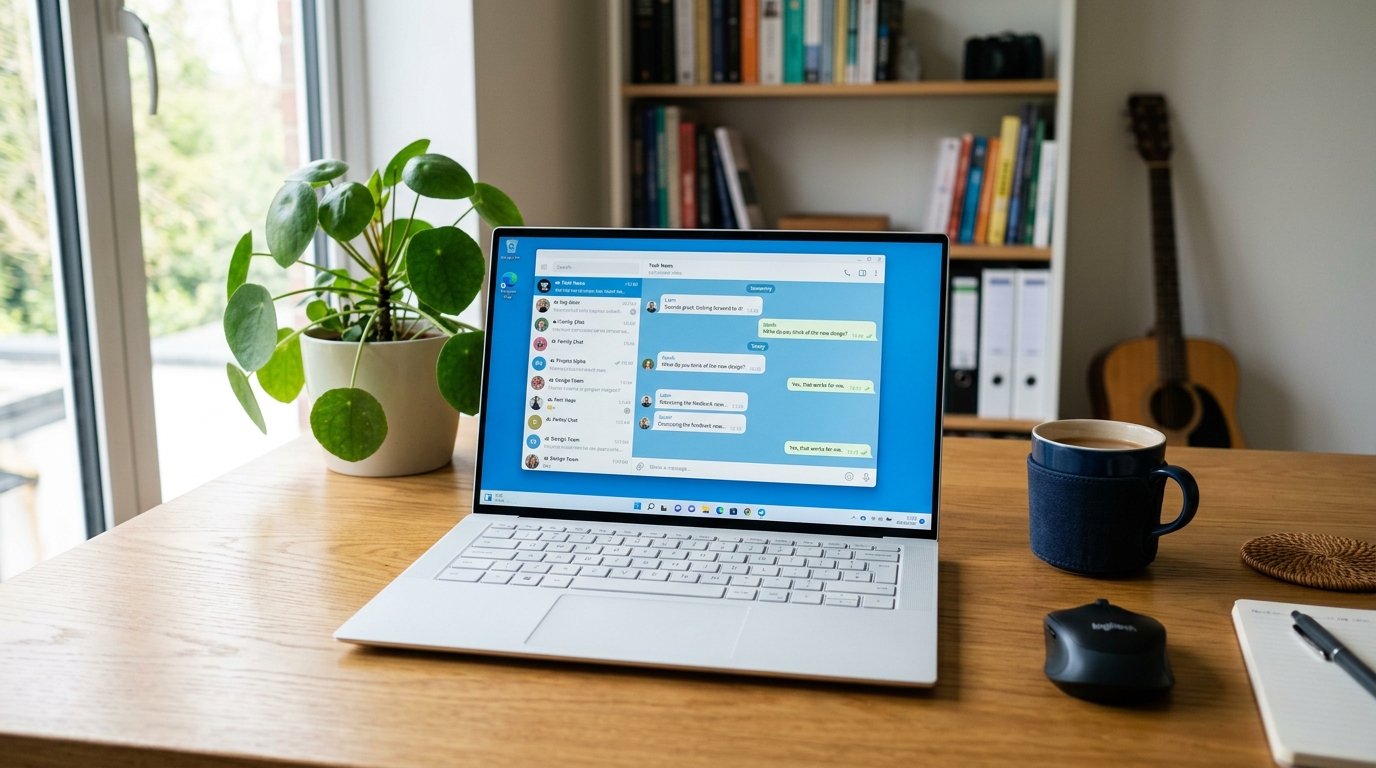 Telegram电脑版桌面客户端在Windows笔记本上运行界面