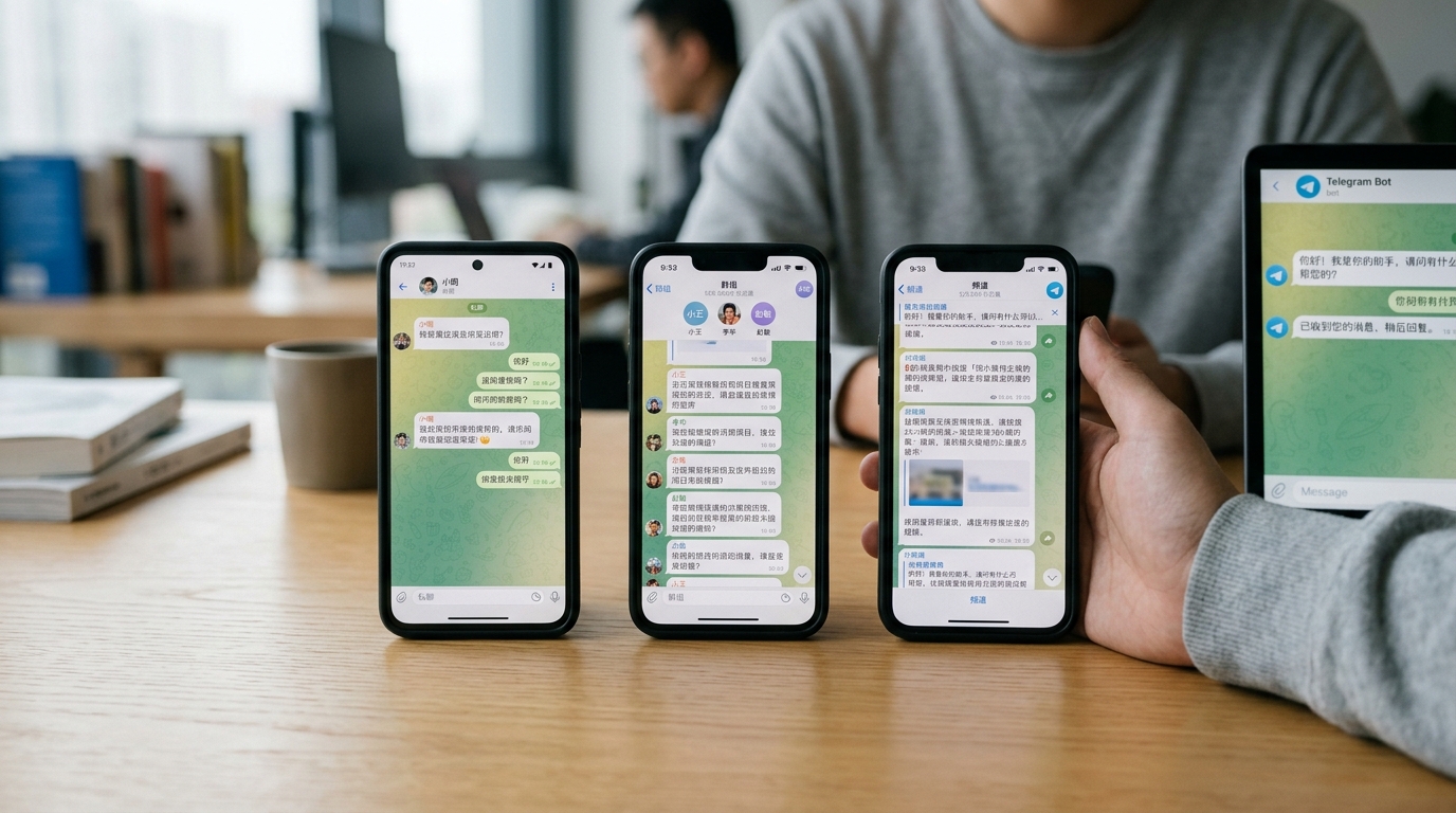 Telegram 频道群组私聊和机器人功能对比