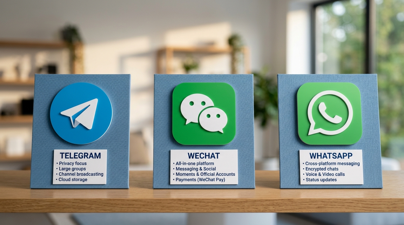 Telegram 与微信 WhatsApp 加密和群组上限对比