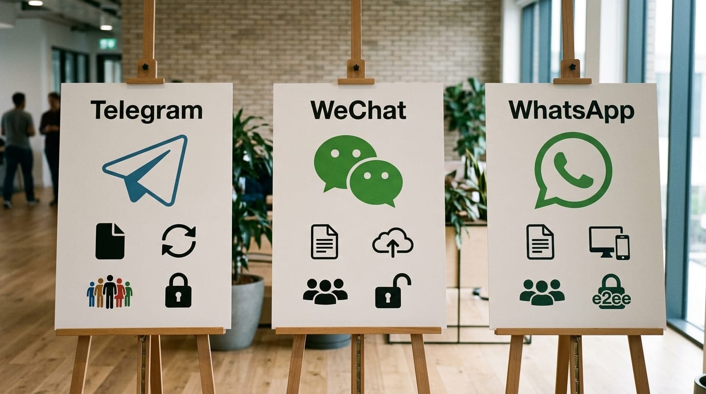 Telegram 微信 WhatsApp 功能与加密对比