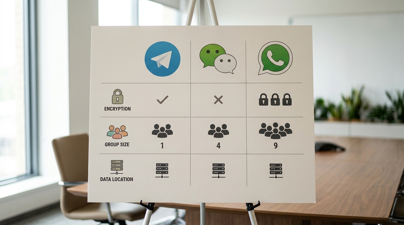 telegram微信WhatsApp安全性逐项对比表